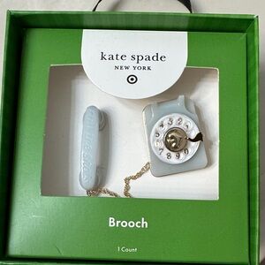 Kate Spade Light Blue and Gold Telephone Brooch